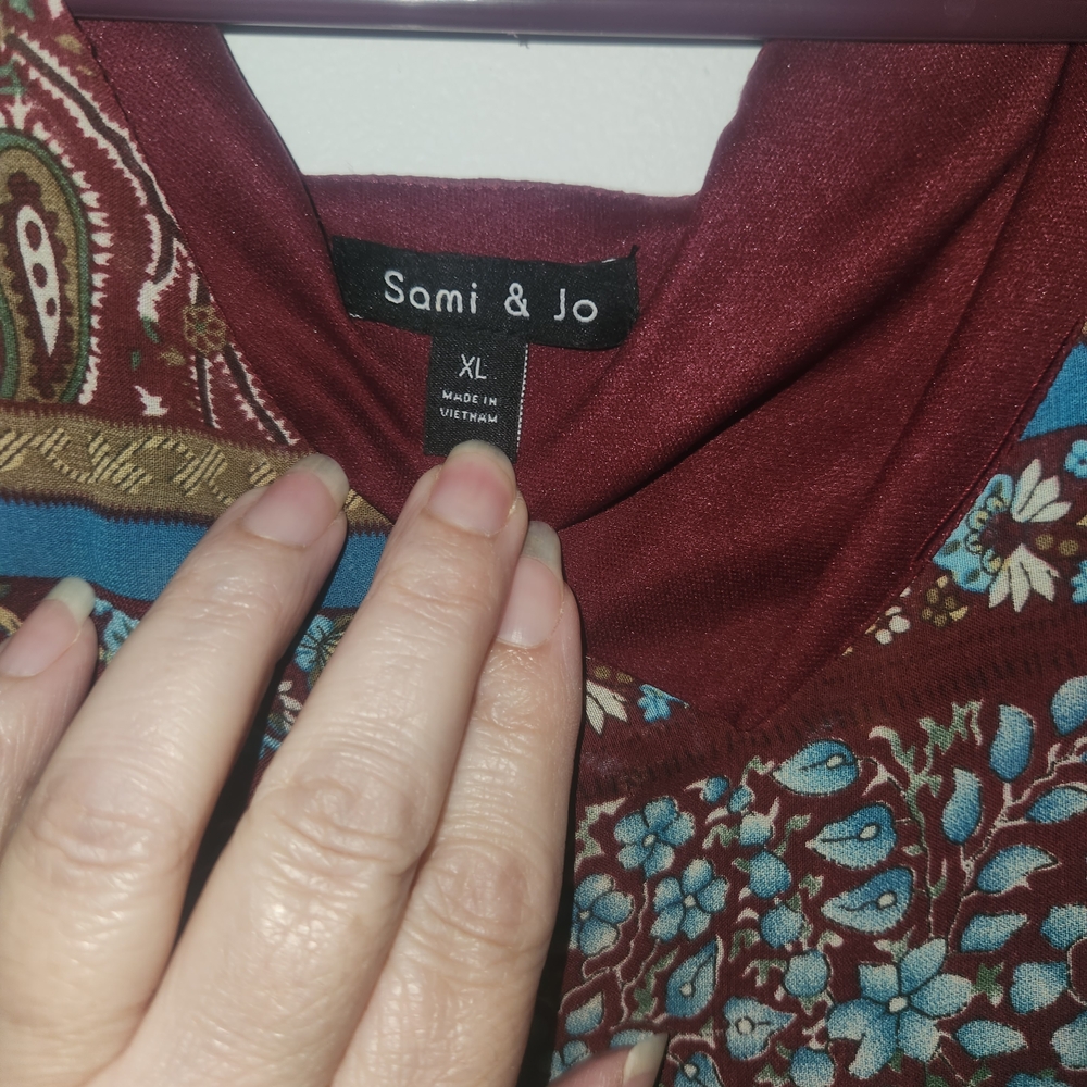 Sami & Jo Burgundy and Teal Floral Dress
